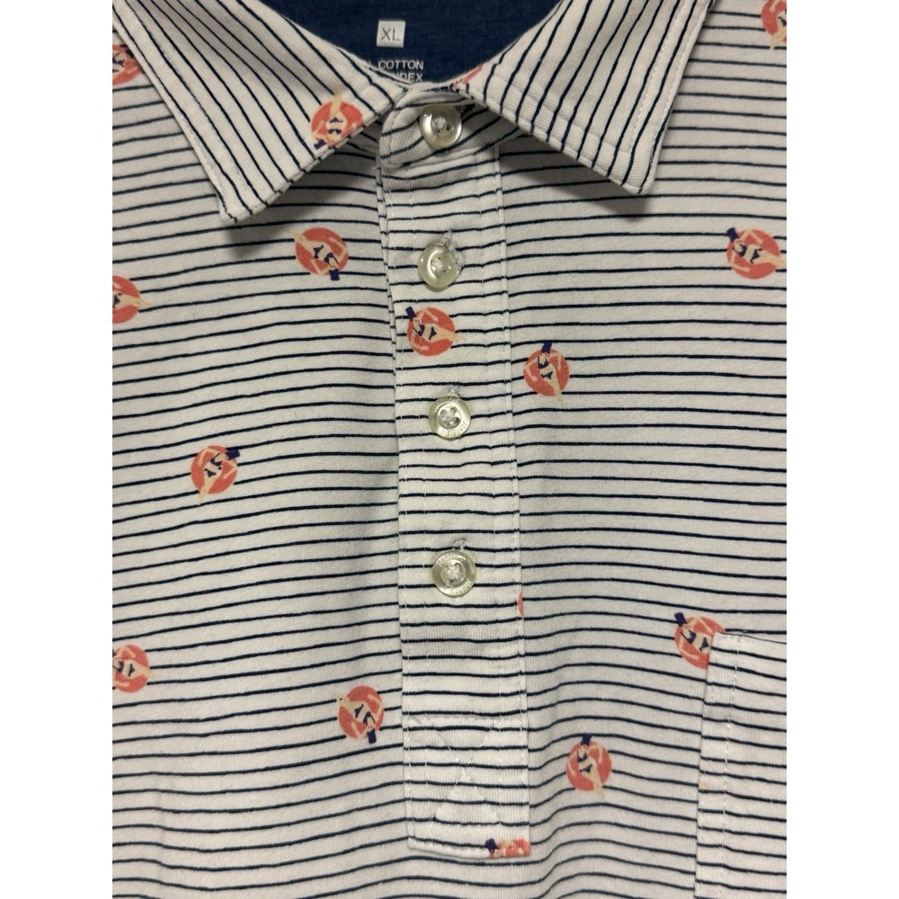 Johnnie-O Mens Extra Large Hangin' Out Blue Stripe Tube Float Armada Polo Shirt - Picture 4 of 12